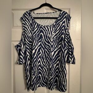 Women’s Zebra Print Peep Shoulder Tunic Size 3X